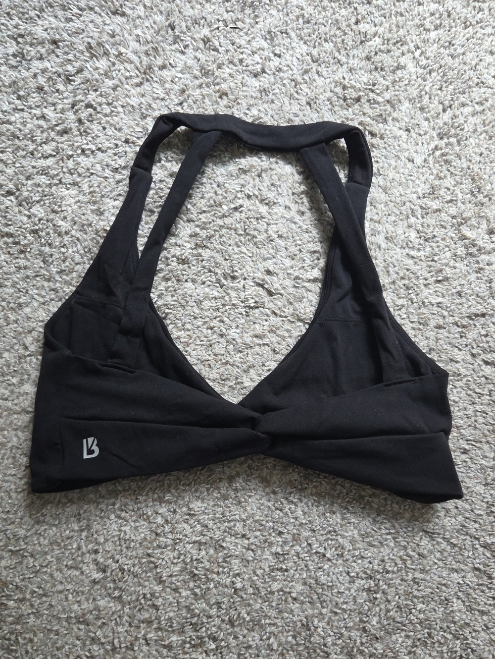 BuffBunny Black Twist-Front Halter Sports Bra